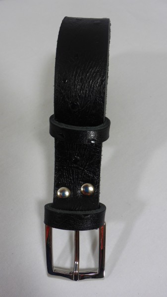 Ceinture  3 cm façon autruche noire boucle Cedric