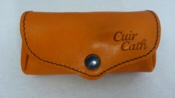 Cuir Cath porte monnaie multipoches orange Murol Auvergne