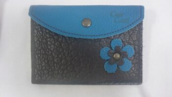 portefeuille turquoise et chocolat